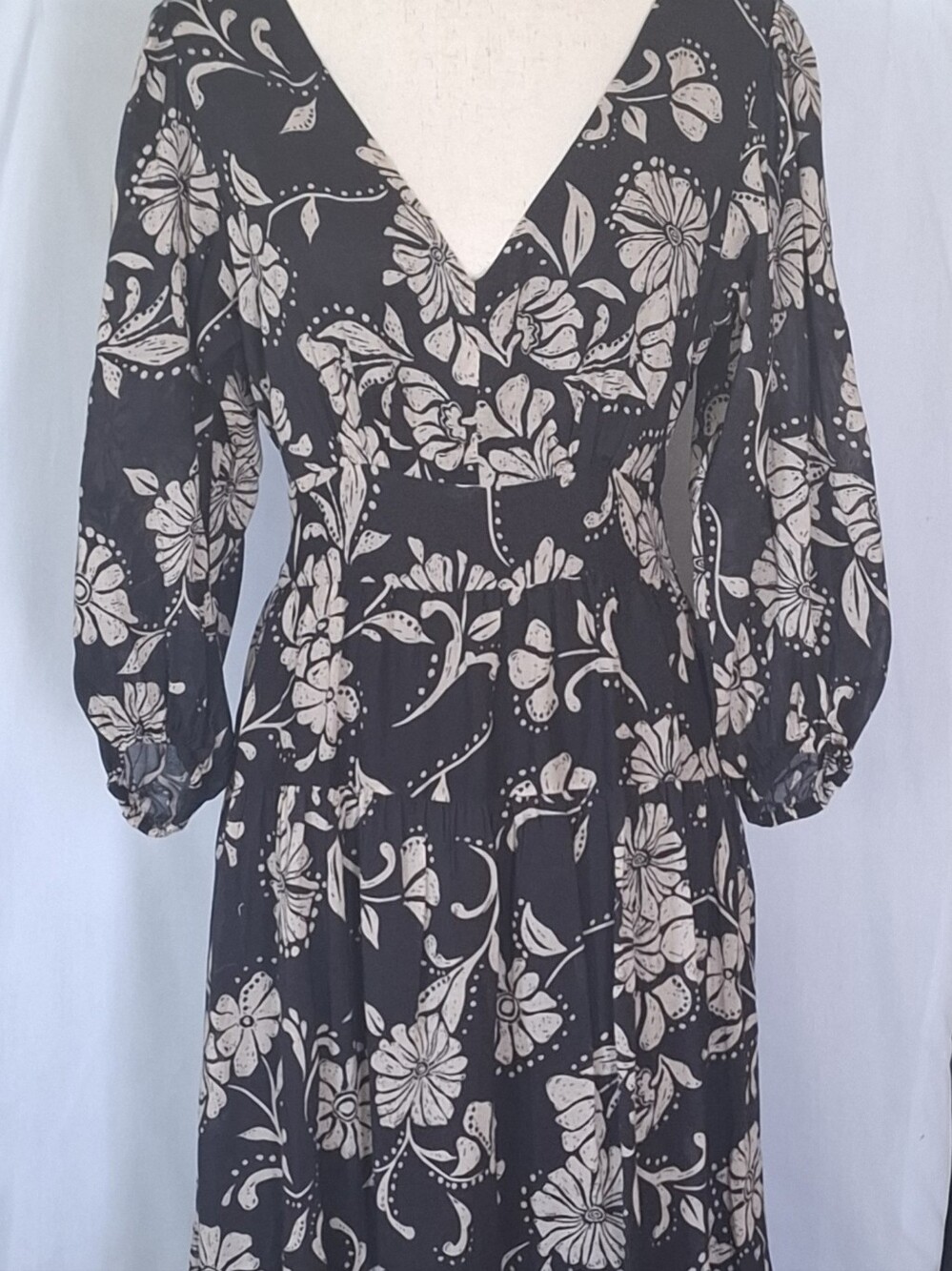 Z Supply Black Maxi Dress with Cream Floral Print